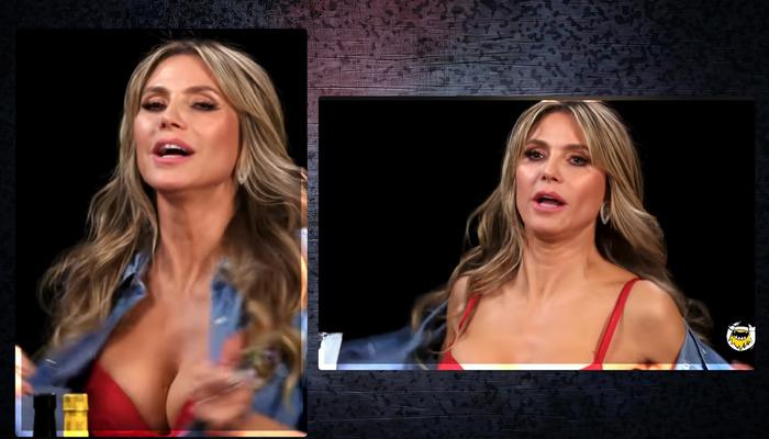 Heidi Klum acıya dayanamadı! Gömleğinin düğmelerini açınca sunucu şaştı kaldı